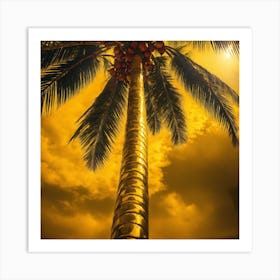 Golden Coconut Tree Art Print