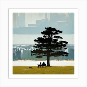 Couple Sitting Under A Tree Art Print