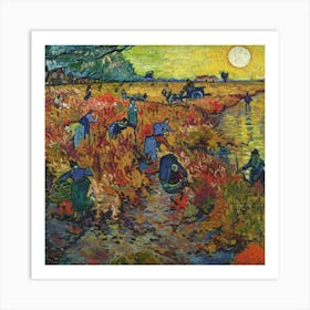 Vineyard Harvesters By Vincent Van Gogh Art Print