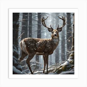 Deer In The Woods 44 Art Print