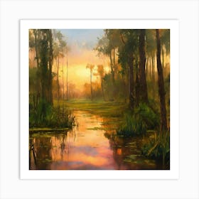 Sunset In The Swamp 1 Art Print