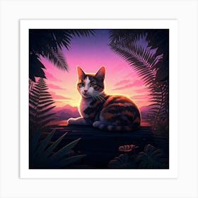 Cat In The Forest Art Print