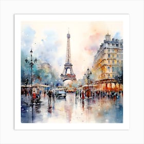 Paris Watercolor Painting Art Print