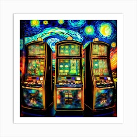 Starry Night Slot Machines Art Print