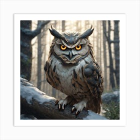 Owl In The Woods 39 Art Print