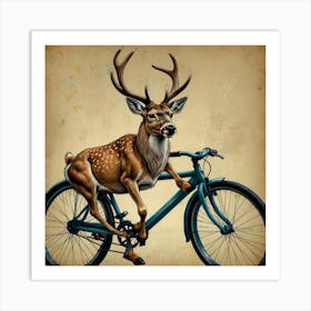 Deer On A Bike 7 Art Print