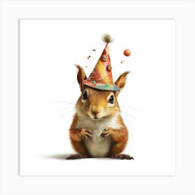 Squirrel In A Party Hat Art Print