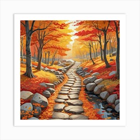 Whimsical Fall In Forest Road Art Print (4) Art Print