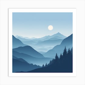 Misty mountains background in blue tone 28 Art Print