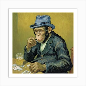 Whiskers & Whiskey: A Night to Forget Monkey At The Poker Table Art Print