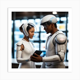 Futuristic Man And Woman 11 Art Print