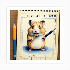 Hamster With Pencil 2 Art Print