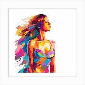 Woman With Colorful Hair Art Print