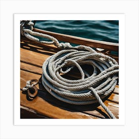 Rope On A Wooden Boat Art Print