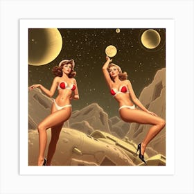 Pinup Girls In Space 2 Art Print