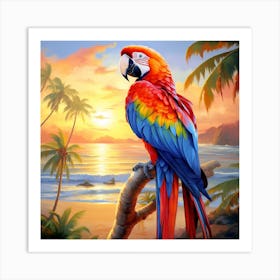 Parrot At Sunset 2 Art Print