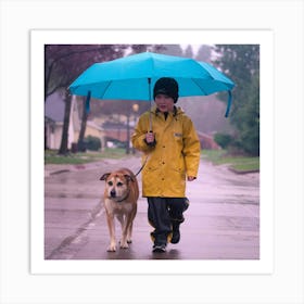 A Photo Of A Kid Walking His Dog In The 8rwrinqer3qnpngcxfftsa Uwslkiohtnwppunu3f45wg Art Print