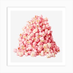 Pink Popcorn Isolated On Black Background Art Print