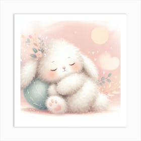 Cute Bunny Sleeping Art Print