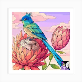 Bird On A Flower Art Print