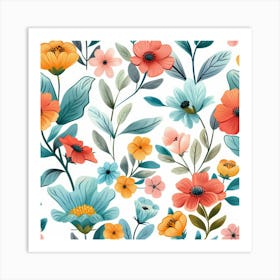 Floral Seamless Pattern 7 Art Print