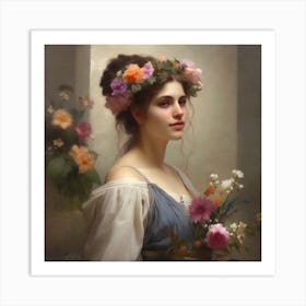 Shonda art prints Girl With Flowers 1 Art Print