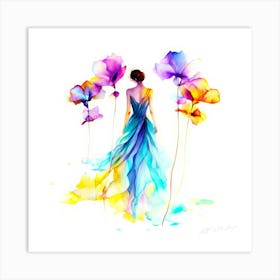 Pansy Flowers - Watercolor Woman Art Print