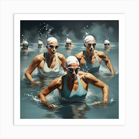 Racing Swimmers Art Print 2 Art Print