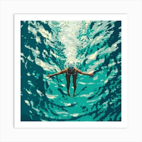 A Swimmer In A Pool Vector Design Illustration 1718672316 3 Art Print