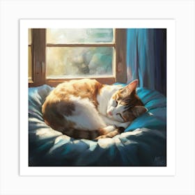 Cat Sleeping By The Window 1 Art Print