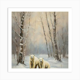 Polar Bears In The Snow Art Print