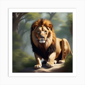 Lion In The Forest Art Print