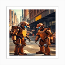 2 Rusty Semi Broken Humanoid Robots (2) Art Print