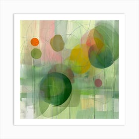 Abstract Green Spheres 1 Art Print