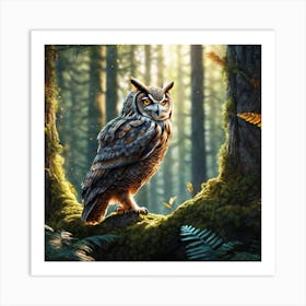 Owl In The Forest 195 Art Print