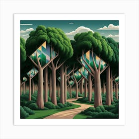 A Stunning Illustration Of A Forest With Trees Tha Bci0bizjqyg5i1f Fm3vig Trnros8xr Oudbntesnz9a Art Print