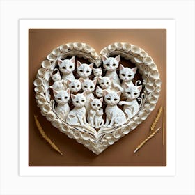 Heart Of Cats Art Print