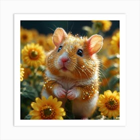 Hamster In Sunflowers Art Print