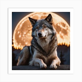 Wolf Sitting Art Print