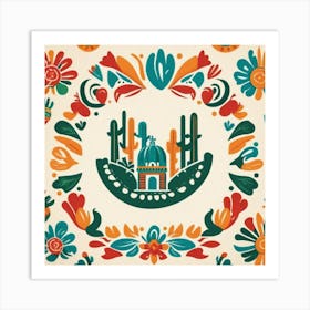 Mexican Floral Pattern 1 Art Print