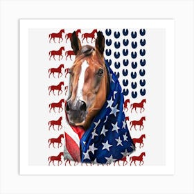 Hot Trend Patriotic Horse American Flag Horse 4th Of Art Print