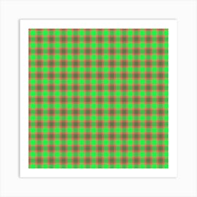 Green And Brown Plaid Fabric Art Print