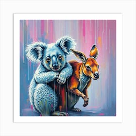 Koala And Kangaroo Friends Art Print