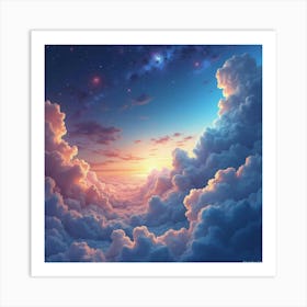 Space Watercolor Art With Swirling Astral Clouds 1 Art Print