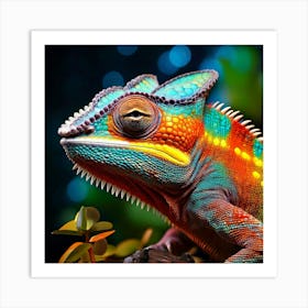 Firefly Vibrant Photorealistic Chameleon With Colorful Scales 51607 Art Print