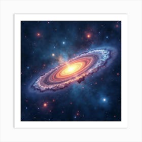 A Watercolor Distant Galaxy Surrounded By Vibrant Glowing Star Clusters 1 Art Print