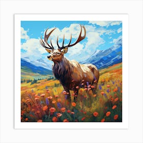 Elk In The Meadow 1 Art Print