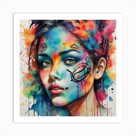 Girl With Paint On Her Face Art Print