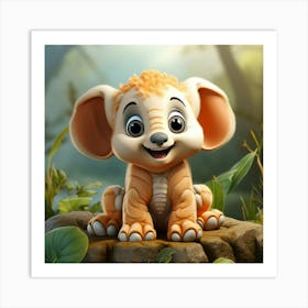 Cute Elephant In The Jungle Art Print