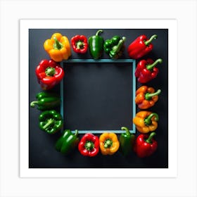 Colorful Peppers In A Frame 40 Art Print